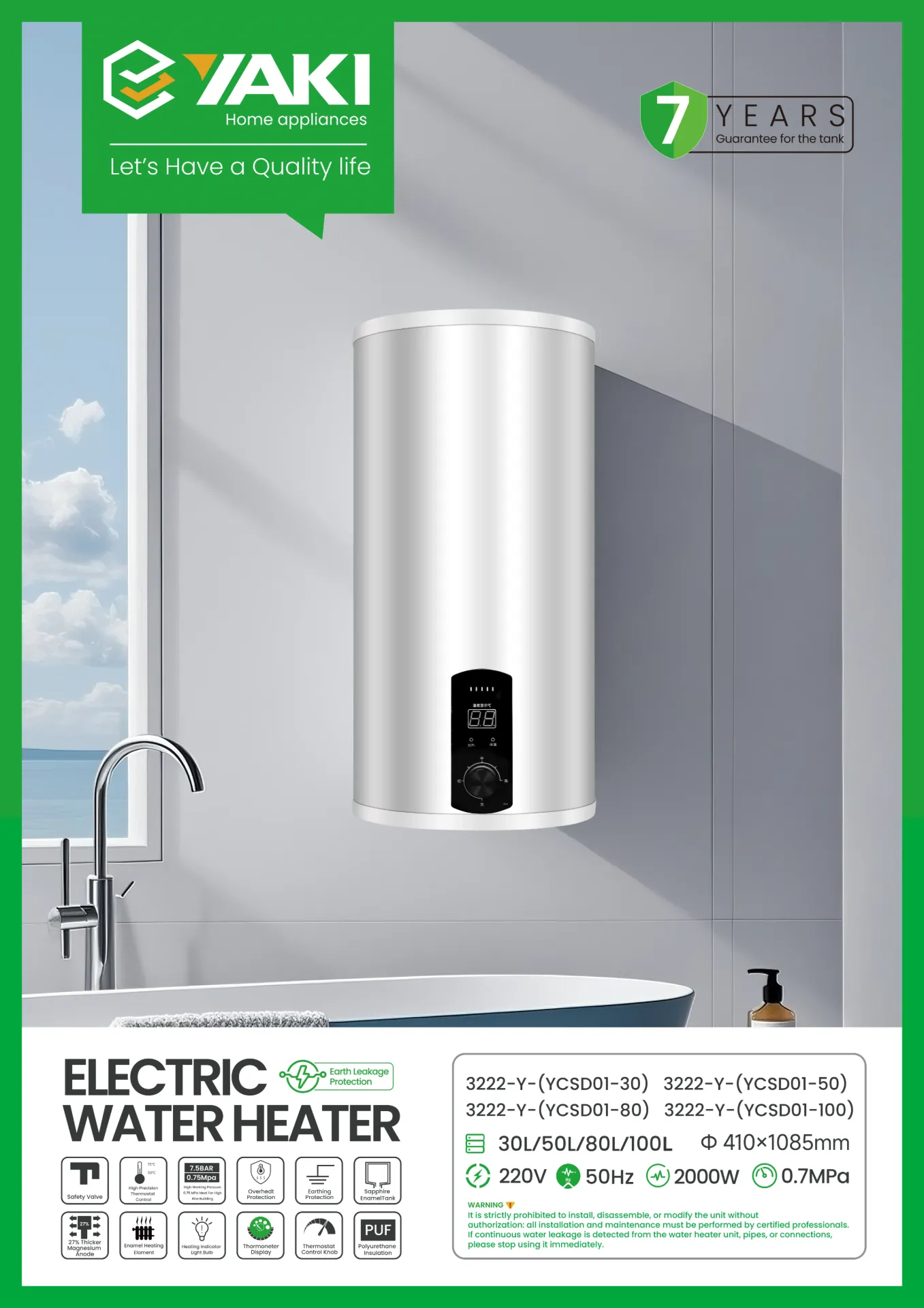YCS02-100 Chauffe eau